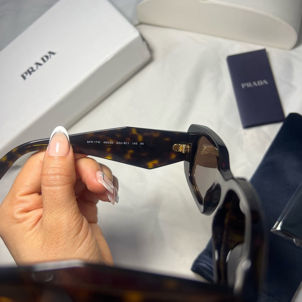 Prada Tortoiseshell Rectangular Sunglasses - Brow… - image 6